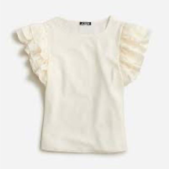 J. Crew Tops - J Crew Flutter sleeve Ivory top Size Large NWT